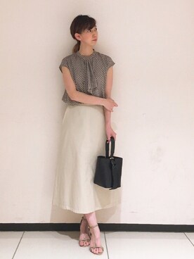 「台形スカート」｜megさん（レディース・159cm）の夏コーディネート