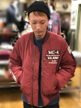 「スタッフセンバツ」｜「アイテム（MA-1）」を使った、YOSHI☆LAWさん（メンズ・173cm）の秋コーディネート