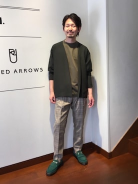 「アイテム（ローファー、グリーン系）」を使った、Daigoさん（メンズ・177cm）の夏コーディネート