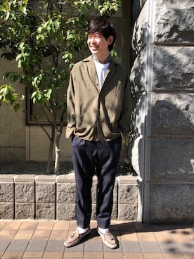 「JOHN SMEDLEY（ジョンスメドレー）のアイテム（Tシャツ/カットソー）」を使った、Daigoさん（メンズ・177cm）の春コーディネート