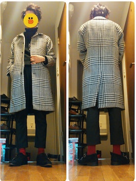 「ESTNATION（エストネーション）のアイテム（ステンカラーコート）」を使った、にしこりKさん（メンズ・171cm）の冬コーディネート