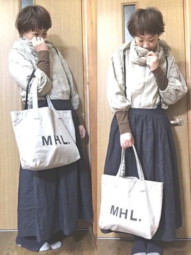 「Handmade（ハンドメイド）のアイテム（サロペット/オーバーオール）」を使った、mikiさん（レディース・169cm）の冬コーディネート