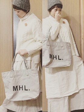 「HIGHLAND 2000（ハイランドトゥーサウザンド）のアイテム（ニットキャップ/ビーニー、グレー系）」を使った、mikiさん（レディース・169cm）の冬コーディネート