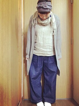 「フレンチブルのアイテム（ソックス/靴下、ホワイト系）」を使った、mikiさん（レディース・169cm）の冬コーディネート