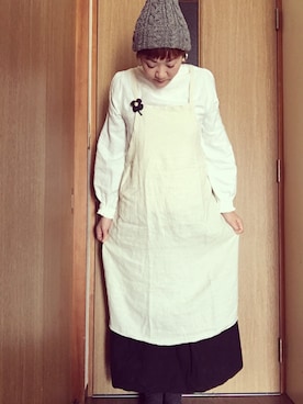 「HIGHLAND 2000（ハイランドトゥーサウザンド）のアイテム（ニットキャップ/ビーニー、グレー系）」を使った、mikiさん（レディース・169cm）の冬コーディネート