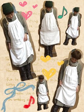 「paesaggiodellatoscanaのアイテム（ニットキャップ/ビーニー、グリーン系）」を使った、mikiさん（レディース・169cm）の冬コーディネート