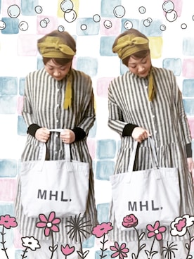 「MARGARET HOWELL（マーガレットハウエル）のアイテム（トートバッグ、グレー系）」を使った、mikiさん（レディース・169cm）の冬コーディネート