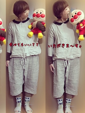 「conges payes ADIEU TRISTESSE（コンジェ ペイエ アデュートリステス）の「森のりんご」ソックス（ソックス/靴下、グレー系）」を使った、mikiさん（レディース・169cm）の春コーディネート