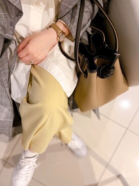 「オーバーサイズシャツ」｜「アイテム（トレンチコート）」を使った、nayumiさん（レディース・158cm）の春コーディネート
