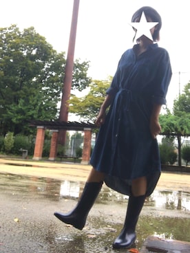 「NANO universe（ナノユニバース）のアイテム（シャツワンピース）」を使った、HAKOさん（レディース・158cm）の秋コーディネート