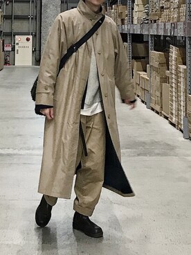 「LONDONFOG（ロンドンフォグ）のアイテム（ステンカラーコート）」を使った、coさん（メンズ・173cm）の冬コーディネート