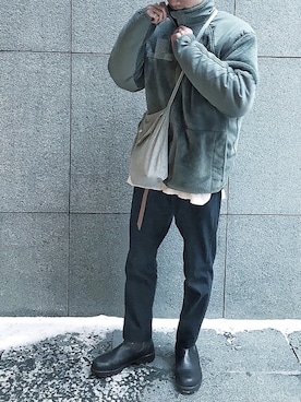 「Blundstone（ブランドストーン）のBlundstone/ブランドストーン　ｻｲﾄﾞｺﾞｱﾌﾞｰﾂ Men's（ブーツ）」を使った、coさん（メンズ・173cm）の冬コーディネート