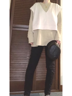 「フォロー、イイネ、お気に入り登録お願いします♡」｜「アイテム（帽子）」を使った、△▲りー△▲さん（レディース・158cm）の秋コーディネート