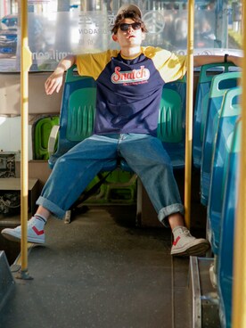 「PONY（ポニー）のアイテム」を使った、Mitchell Wangさん（メンズ・173cm）の夏コーディネート