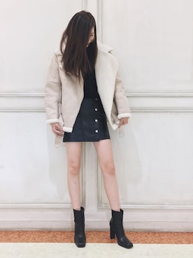 「アイテム（ムートンコート）」を使った、りなさん（レディース・168cm・20代）の秋コーディネート