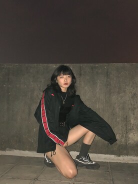 「PUMA（プーマ）のアイテム（スタジャン）」を使った、songさん（レディース・160cm）の冬コーディネート