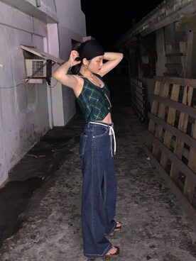 「無（ム）のアイテム」を使った、songさん（レディース・160cm）の夏コーディネート