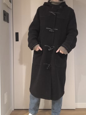 「リブニット」｜「アイテム（ダッフルコート）」を使った、hmnr.sさん（レディース・157cm）の冬コーディネート