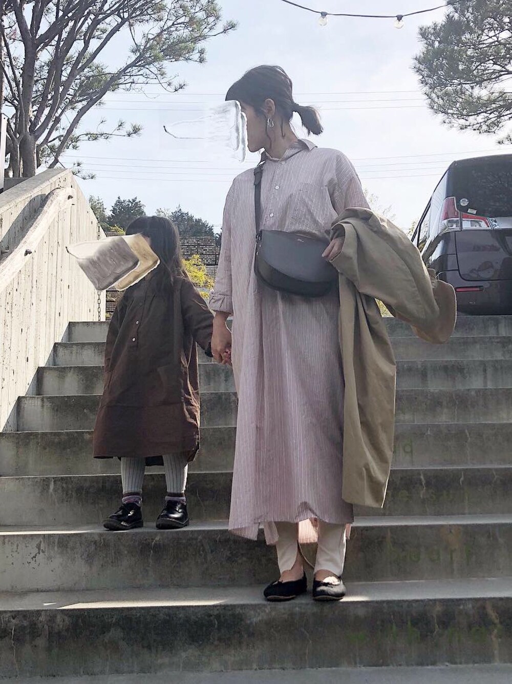 COMOLIのシャツワンピース（ピンク系）を使った人気ファッション