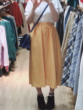 「オレンジスカート」｜まいみ🐼さん（レディース・143cm）の夏コーディネート