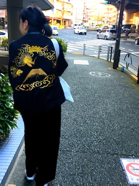 「SASQUATCHfabrix.（サスクワァッチファブリックス）のアイテム（スタジャン）」を使った、くるちゃんさん（レディース・158cm）の冬コーディネート