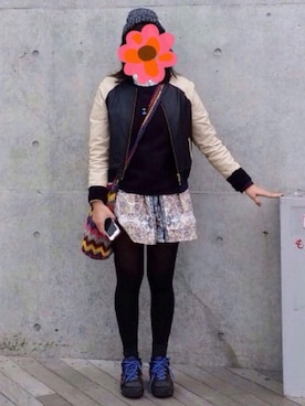 「AS KNOW AS plus（アズノゥアズプラス）のアイテム（スタジャン）」を使った、けろっぴさん（レディース・163cm）の春コーディネート