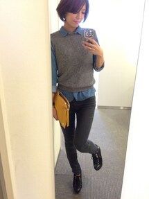 Import & Select | ラインスパンコール付きシャンブレーシャツ(シャツ/ブラウス)