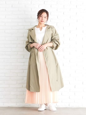 「Two Faces（トゥーフェイシーズ）のアイテム（トレンチコート）」を使った、KASUMINさん（レディース・156cm）の春コーディネート