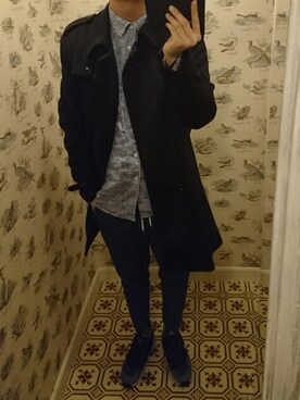 「cashmere」｜「アイテム（ピーコート）」を使った、Dasabala Limさん（メンズ・185cm）の冬コーディネート