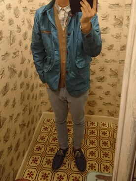「AIGLE（エーグル）のアイテム（ミリタリージャケット）」を使った、Dasabala Limさん（メンズ・185cm）の冬コーディネート