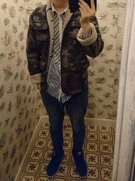 「AIGLE（エーグル）のアイテム（スタジャン）」を使った、Dasabala Limさん（メンズ・185cm）の冬コーディネート