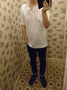 「initial（イニシャル）のアイテム（スリッポン）」を使った、Dasabala Limさん（メンズ・185cm）の秋コーディネート