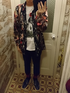 「H&M（エイチ・アンド・エム）のアイテム（ローファー）」を使った、Dasabala Limさん（メンズ・185cm）の秋コーディネート