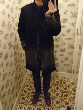 「ZARA（ザラ）のアイテム（ピーコート）」を使った、Dasabala Limさん（メンズ・185cm）の冬コーディネート