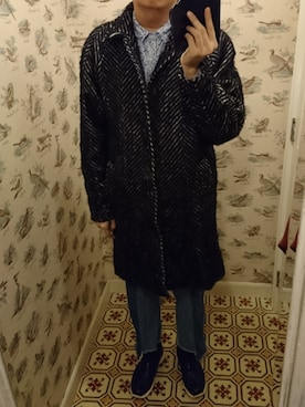 「ZARA（ザラ）のアイテム（ピーコート）」を使った、Dasabala Limさん（メンズ・185cm）の冬コーディネート