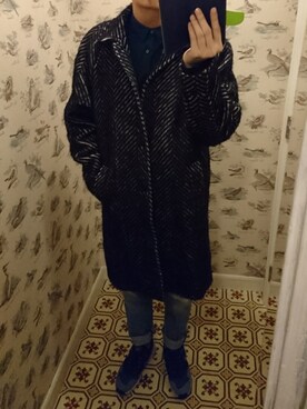 「ZARA（ザラ）のアイテム（ピーコート）」を使った、Dasabala Limさん（メンズ・185cm）の冬コーディネート