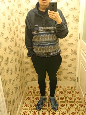 「men」｜「アイテム（スウェット）」を使った、Dasabala Limさん（メンズ・185cm）の冬コーディネート