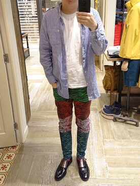 「KENZO（ケンゾー）のアイテム（デニムパンツ）」を使った、Dasabala Limさん（メンズ・185cm）の春コーディネート