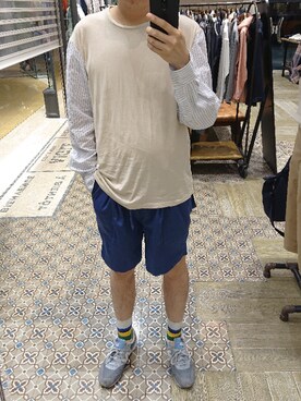 「JW Anderson（ジェイダブリューアンダーソン）のアイテム（レッグウェア）」を使った、Dasabala Limさん（メンズ・185cm）の夏コーディネート