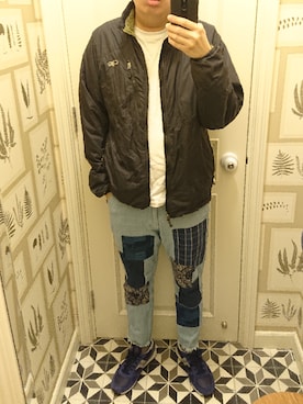 「outfit」｜「アイテム（スタジャン）」を使った、Dasabala Limさん（メンズ・185cm）の冬コーディネート