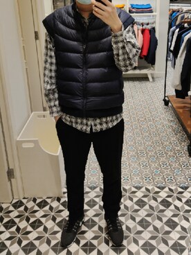 「AIGLE（エーグル）のアイテム（ジャケット/アウター）」を使った、Dasabala Limさん（メンズ・185cm）の冬コーディネート