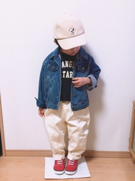 「petit main（プティマイン）のアイテム（デニムジャケット）」を使った、Hさんさん（キッズ・100cm）の冬コーディネート
