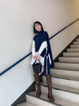 「秋トレンド2021」｜「アイテム（ワンピース/ドレス）」を使った、金澤 葵さん（レディース・158cm）の秋コーディネート