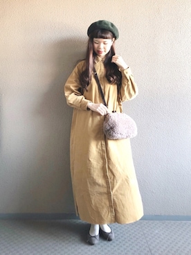 「Samansa Mos2 blue（サマンサモスモスブルー）のアイテム（ハンチング/ベレー帽）」を使った、アカリと柚子さん（レディース・165cm）の冬コーディネート