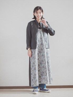 「SHIPS for women」｜「アイテム（ライダースジャケット）」を使った、山下さん（レディース・168cm）の夏コーディネート
