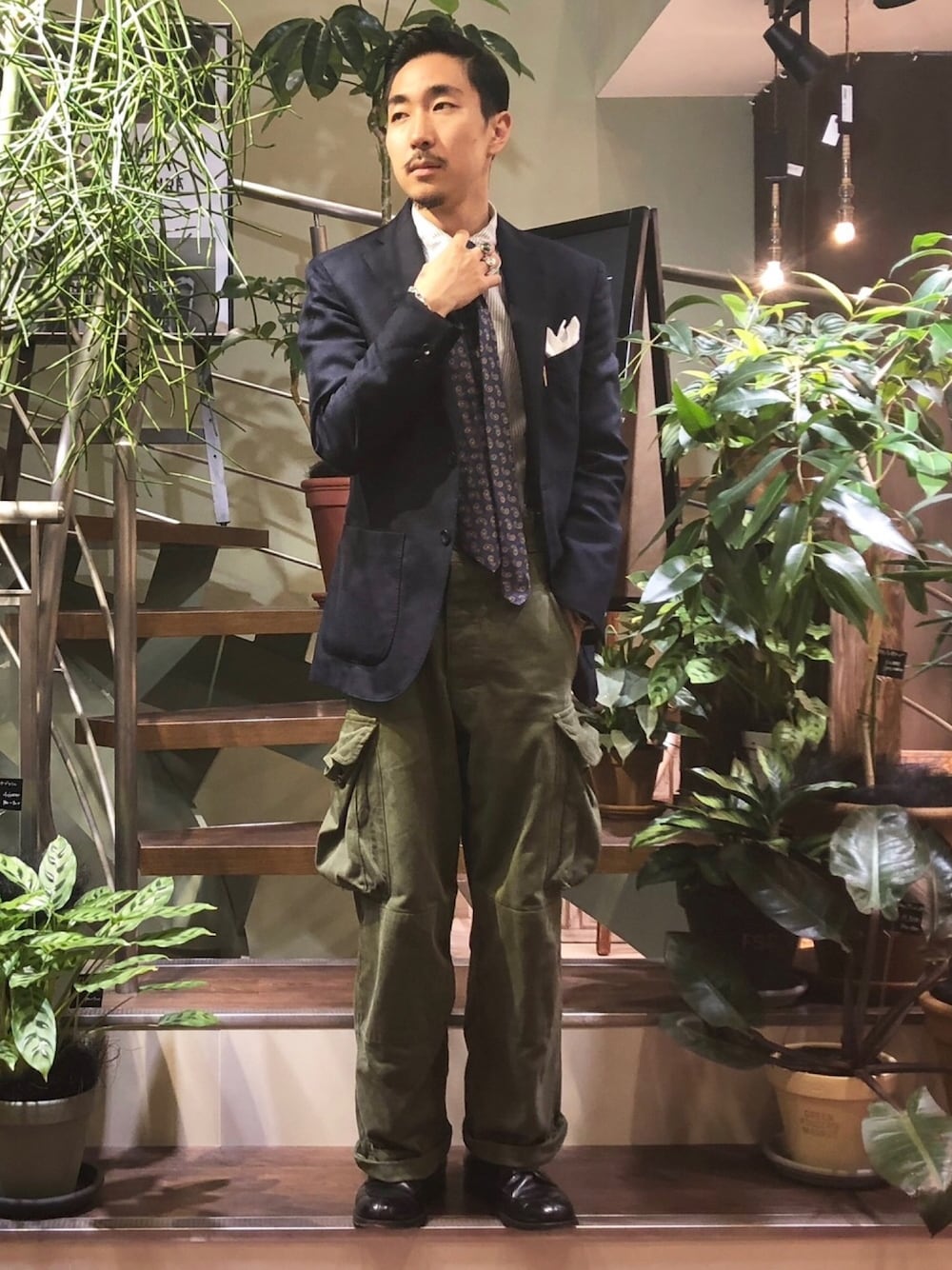 「FREEMANS SPORTING CLUB、BROOKS BROTHERS、FRANCO BASSI、m47、ALDEN、VINTAGE、Vintage mix、低身長」｜「FREEMANS SPORTING CLUBのアイテム（テーラードジャケット、ブルー系）」を使った、とぅさん（メンズ・165cm）の夏コーディネートの1枚目の写真
