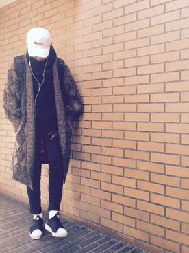 「GUILD PRIME（ギルドプライム）のアイテム（帽子）」を使った、たきにゃんさん（メンズ・170cm）の冬コーディネート