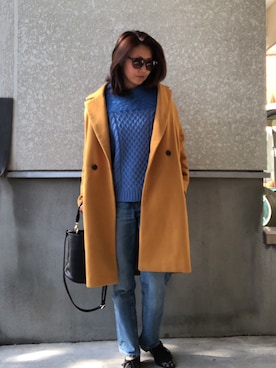 「ハイウエストストレートジーンズ」｜yuuuuuiさん（レディース・159cm）の冬コーディネート