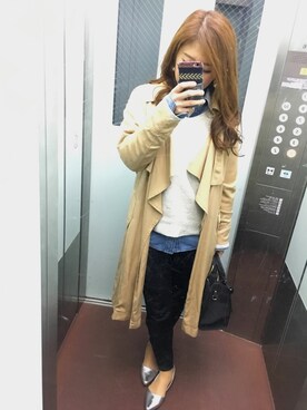 「シルバーパンプス」｜「アイテム（トレンチコート）」を使った、yumiさん（レディース・160cm）の春コーディネート