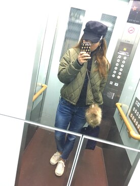 「Ungrid（アングリッド）のフレイドヘムストスリ（デニムパンツ）」を使った、yumiさん（レディース・160cm）の冬コーディネート